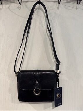 Genuine Ashwood Leather Black Shoulder Crossbody Bag Purse NWT Genuine Leather